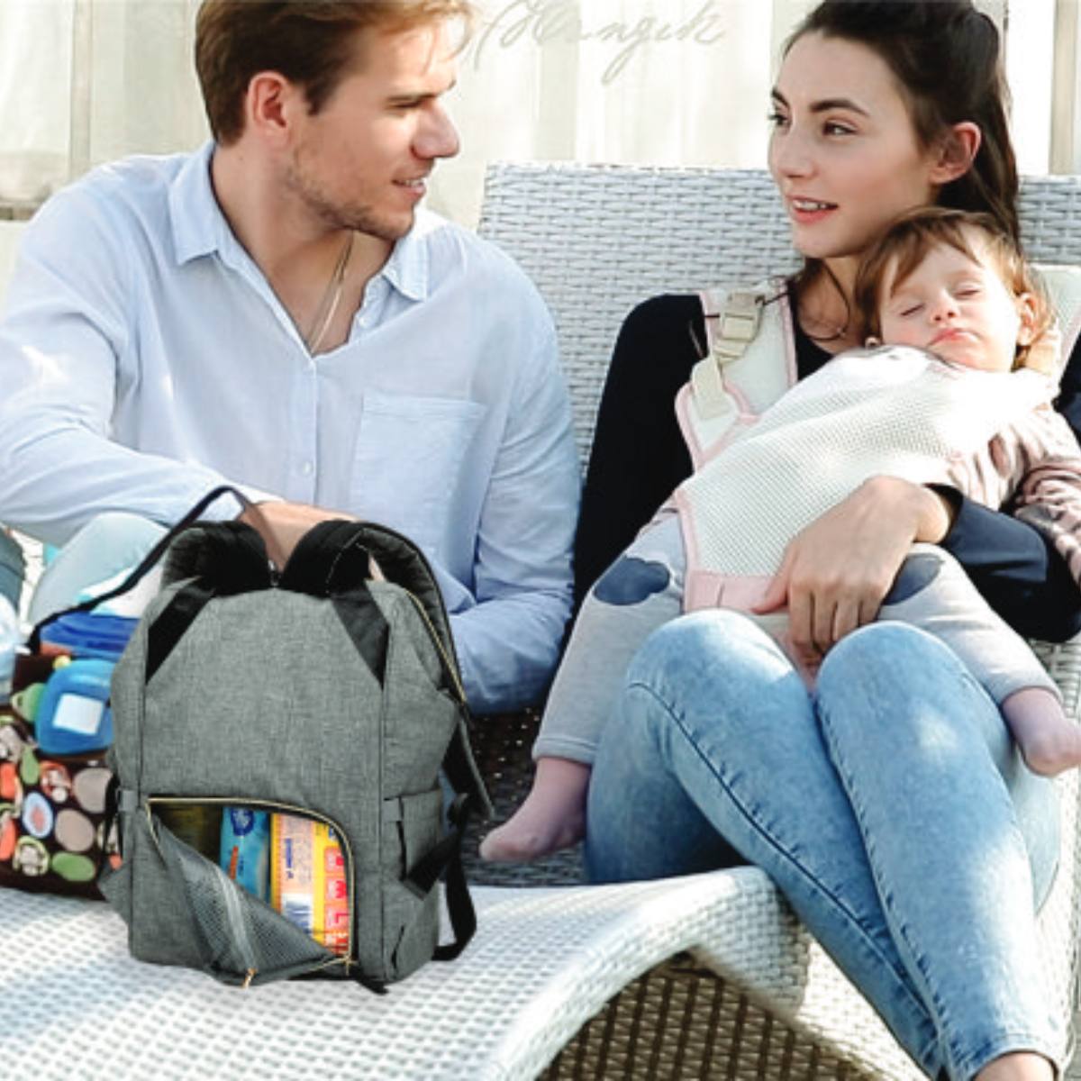 Oxford Backpack Nappy Bag - Grey