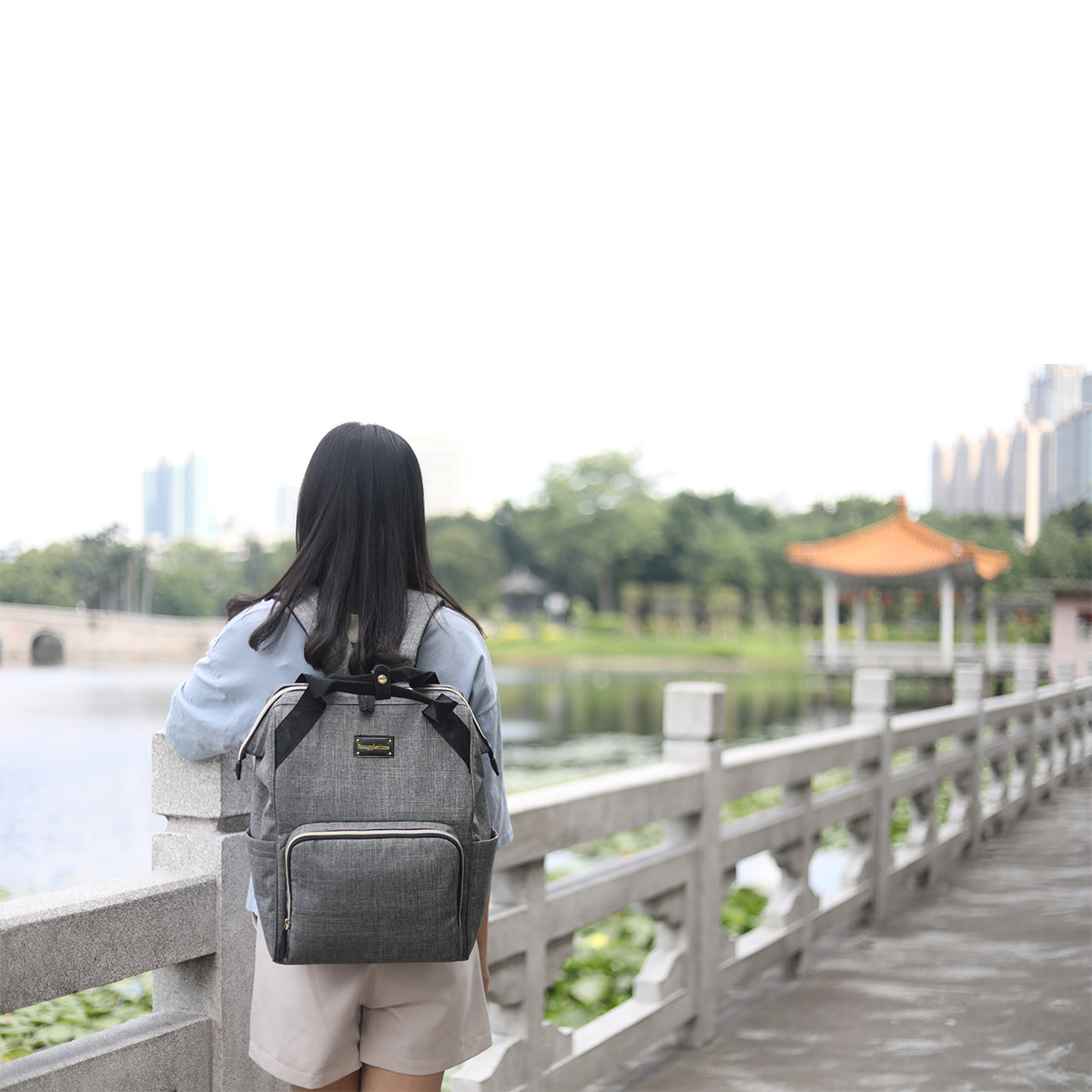 Oxford Backpack Nappy Bag - Grey