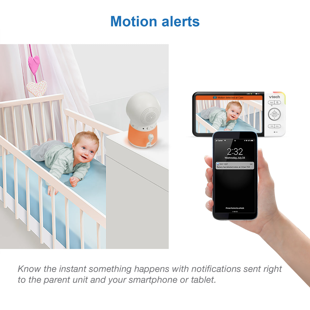 Vtech RM5754 HD 12cm Smart Wi-Fi Video Monitor with Night Light